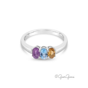 9ct White Gold Amethyst, Citrine and Topaz Ring for Sale South Africa