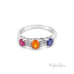 Sterling Silver Blue Sapphire, Orange Sapphire and Ruby Ring for Sale South Africa