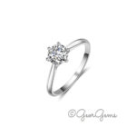 Sterling Silver 6 Claw Solitaire Moissanite Ring