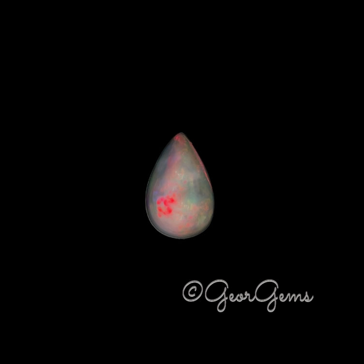 Opal-23849 2.97ct Opal - Pear Cabochon