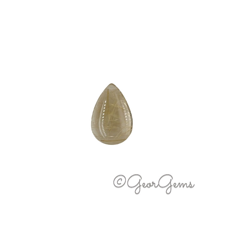 24679 10.44ct Rutile Quartz – Pear Cabochon