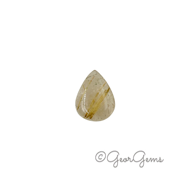 24687 7.67ct Rutile Quartz - Pear Cabochon