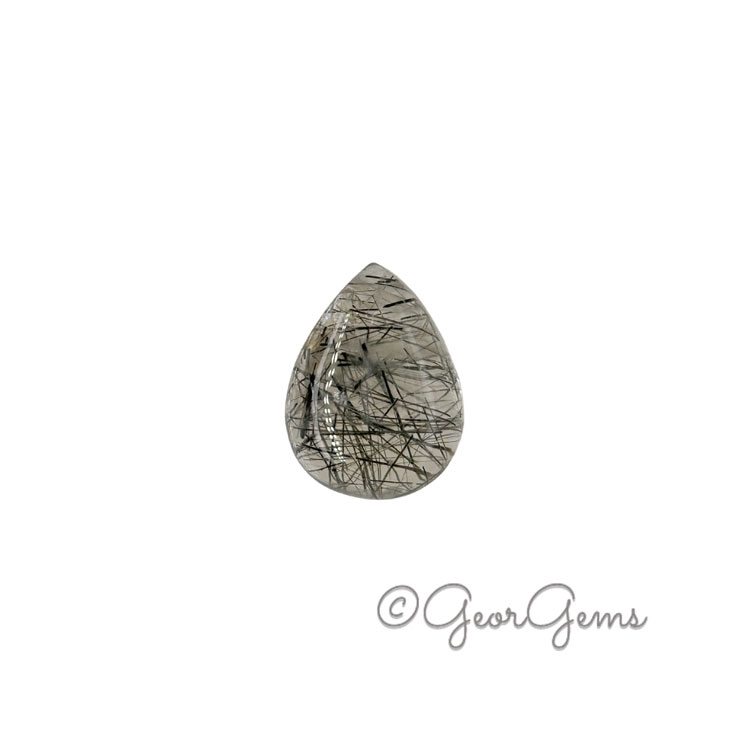24699 7.80ct Tourmalinated Quartz - Pear Shape Cabochon