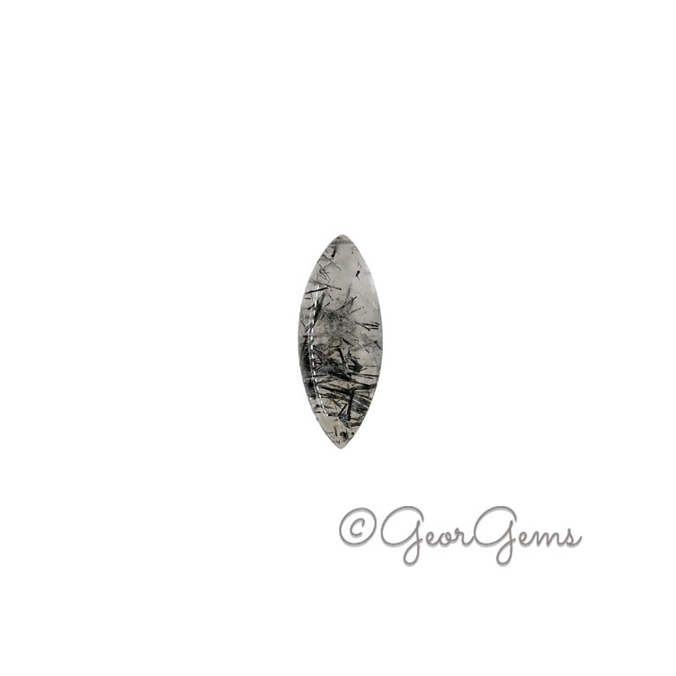 24703 7.59ct Tourmalinated Quartz - Marquise Cabochon