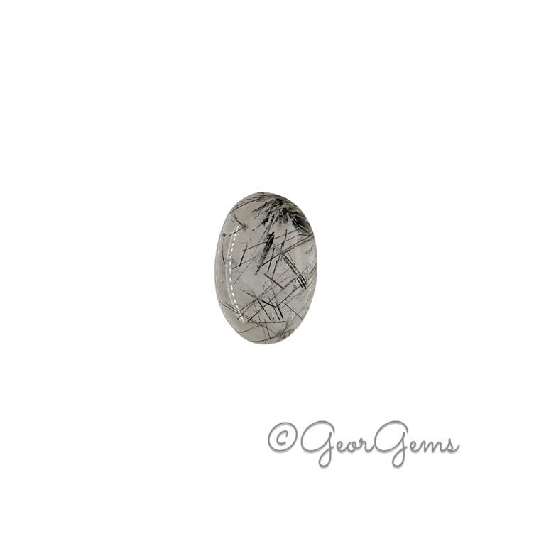 24708 7.08ct Tourmalinated Quartz - Oval Cabochon