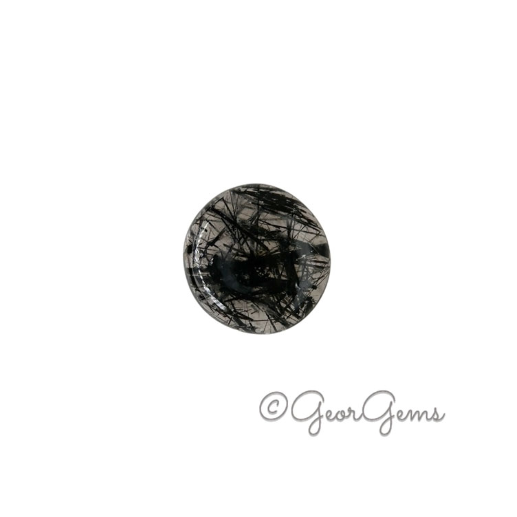 24711 7.49ct Tourmalinated Quartz - Round Cabochon