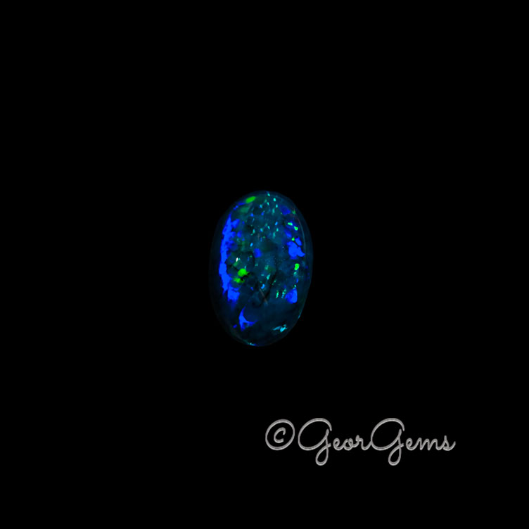 26441 6.03ct Dark Blue Opal - Oval Cabochon