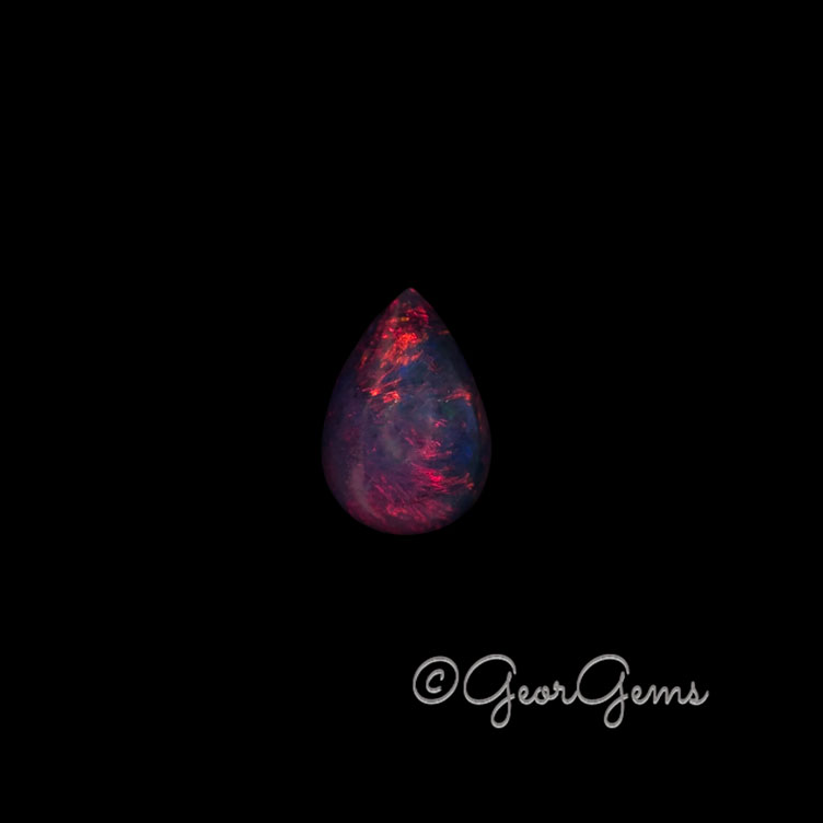 26493 6.81ct Black Opal - Pear Shape Cabochon