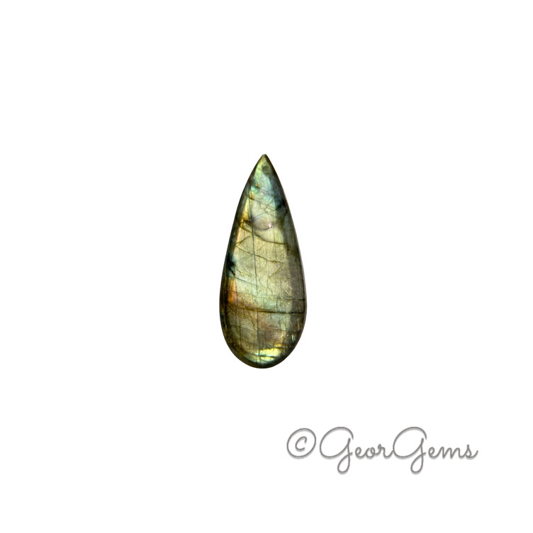 27002 74.13ct Labradorite - Pear Shape Cabochon