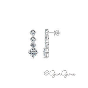 Sterling Silver Moissanite Cascading Drop Earrings
