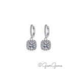 Sterling Silver Moissanite Dangle Hoop Earrings