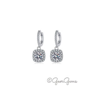 Sterling Silver Moissanite Dangle Hoop Earrings