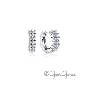 Sterling Silver Moissanite Huggie Hoop Earrings