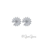 Sterling Silver Moissanite Flower Stud Earrings