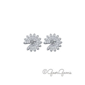 Sterling Silver Moissanite Flower Stud Earrings