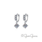 Moissanite Charm Hoop Earrings in Sterling Silver