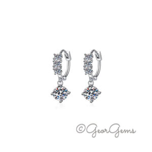 Moissanite Charm Hoop Earrings in Sterling Silver