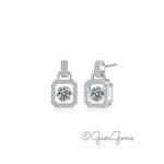 Sterling silver moissanite geometric halo earrings
