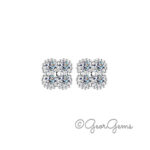 Sterling silver moissanite flower cluster stud earrings
