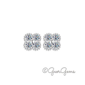 Sterling silver moissanite flower cluster stud earrings