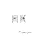 Sterling silver moissanite radiant cut stud earrings