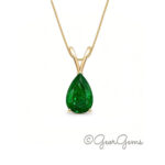 Pear shaped tsavorite garnet pendant in 9k yellow gold with chain