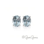 Aquamarine oval studs in sterling silver
