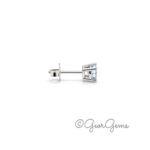 Side view of Aquamarine round studs in sterling silver