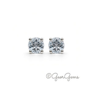 Aquamarine round studs in sterling silver