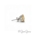 Side view of Citrine 6 claw round studs in sterling silver