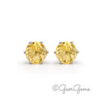 Citrine 6 claw round studs in sterling silver