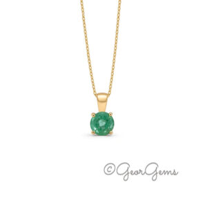 5.5mm emerald pendant on a 9k yellow gold anchor chain