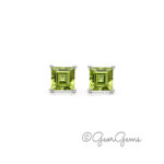 Square Peridot studs in sterling silver