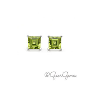 Square Peridot studs in sterling silver