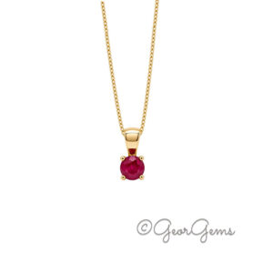4mm ruby pendant on a 9k yellow gold anchor chain