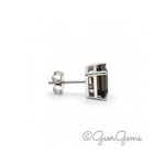 Side view of Smokey Quartz oval studs in sterling silver
