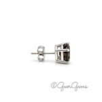 Side view of Smokey Quartz oval studs in sterling silver