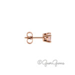 Side view of a Morganite Round 5mm stud -9k Rose Gold in a four-claw setting